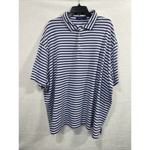 Polo Ralph Lauren 4XB Big & Tall Blue White Stripe Polo Shirt 100 % Cotton